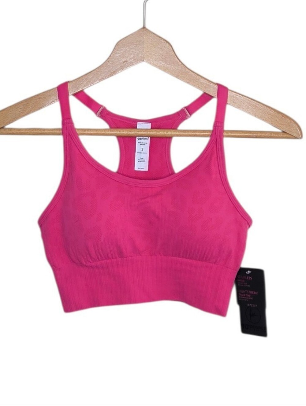 NWT 90 Degree by Reflex Pink Leopard Seamless Safari Trail Sports Bra Size Small